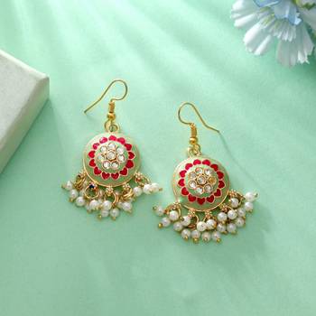 Multi green color meenakari earrings 1