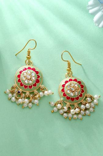 Multi green color meenakari earrings