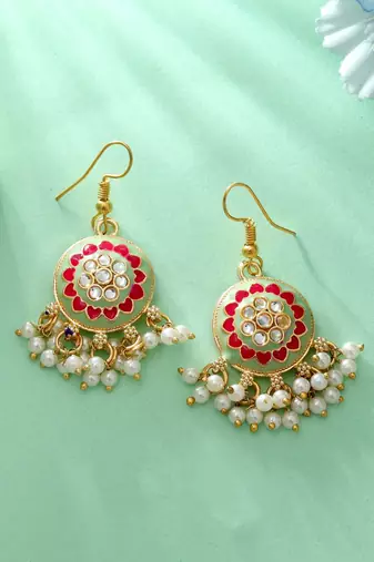 Multi green color meenakari earrings