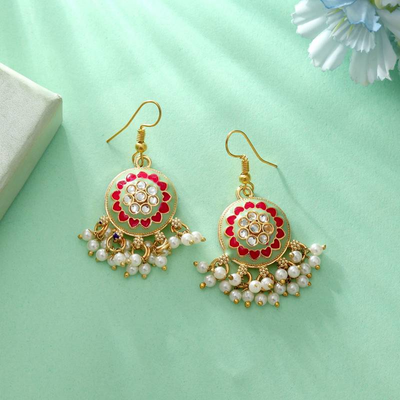 Multi green color meenakari earrings