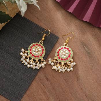 Multi green color meenakari earrings 2