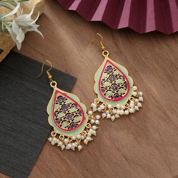 Pista green color meenakari earrings 2