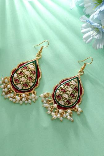 Maroon color meenakari earrings