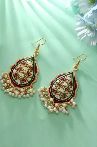 Maroon color meenakari earrings