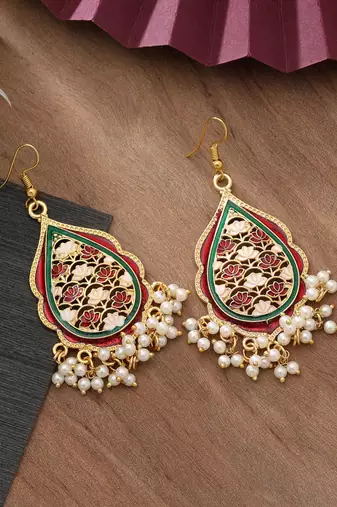 Maroon color meenakari earrings