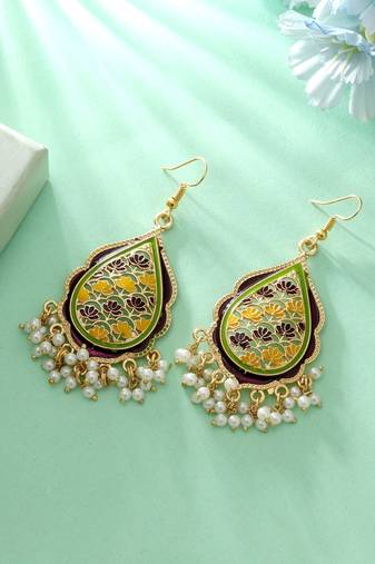 Purple color meenakari earrings