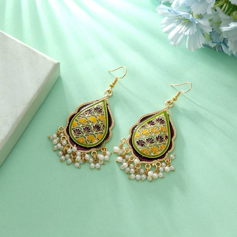 Purple color meenakari earrings