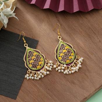 Purple color meenakari earrings 2