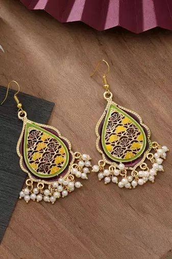 Purple color meenakari earrings