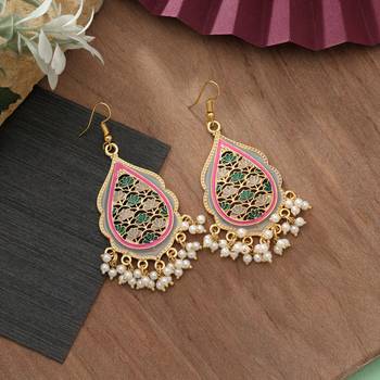 Grey color meenakari earrings 2