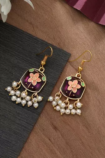 Purple color meenakari earrings
