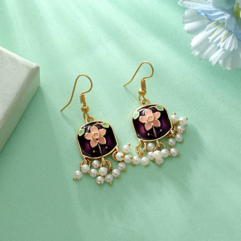 Purple color meenakari earrings