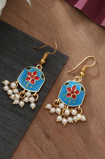 Firozi color meenakari earrings