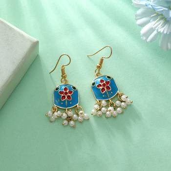 Firozi color meenakari earrings 2