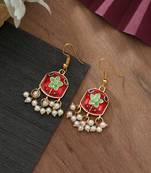 Red color meenakari earrings