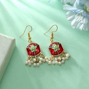 Red color meenakari earrings 2