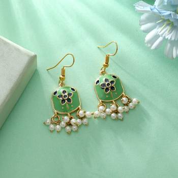 Pista green color meenakari earrings 2