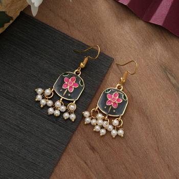 Grey color meenakari earrings 1