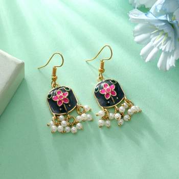 Grey color meenakari earrings 2