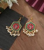 Maroon & green color meenakari earrings