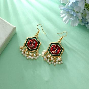 Maroon & green color meenakari earrings 2