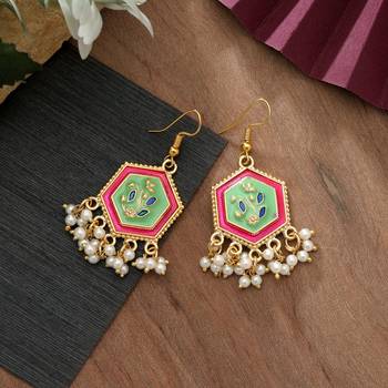 Pista green color meenakari earrings 1