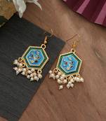 Firozi color meenakari earrings