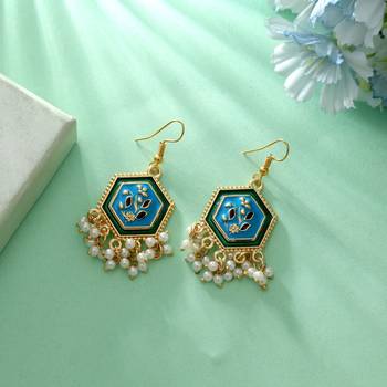 Firozi color meenakari earrings 2