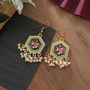 Purple color meenakari earrings 1