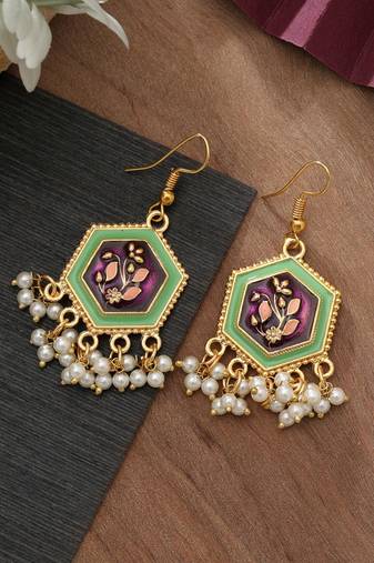 Purple color meenakari earrings
