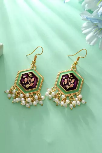 Purple color meenakari earrings