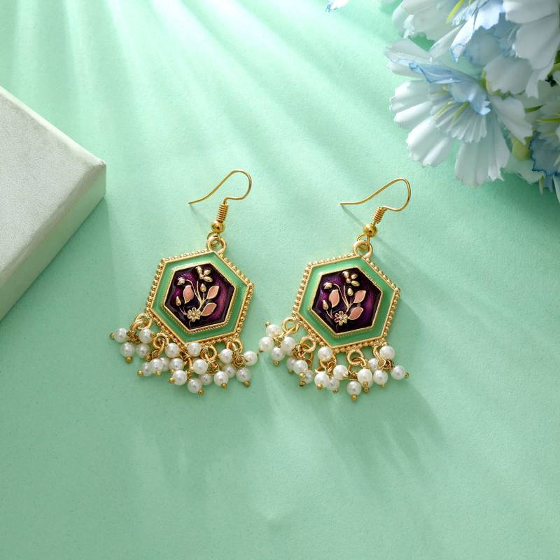 Purple color meenakari earrings