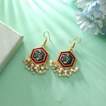 Grey color meenakari earrings 2