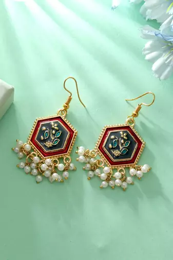 Grey color meenakari earrings