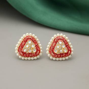 Red color meenakari earrings 2