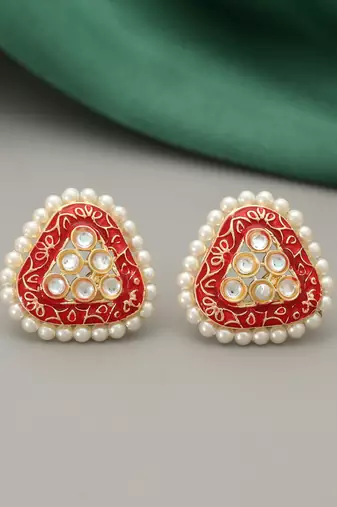 Red color meenakari earrings
