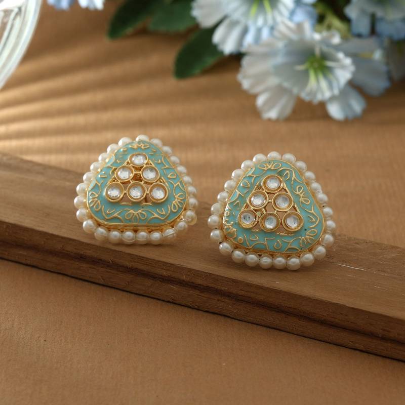 Sky blue color meenakari earrings