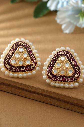 Purple color meenakari earrings