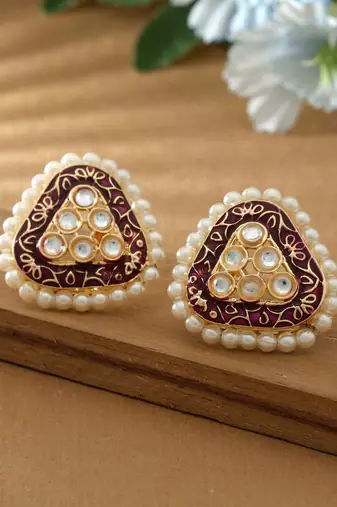 Purple color meenakari earrings