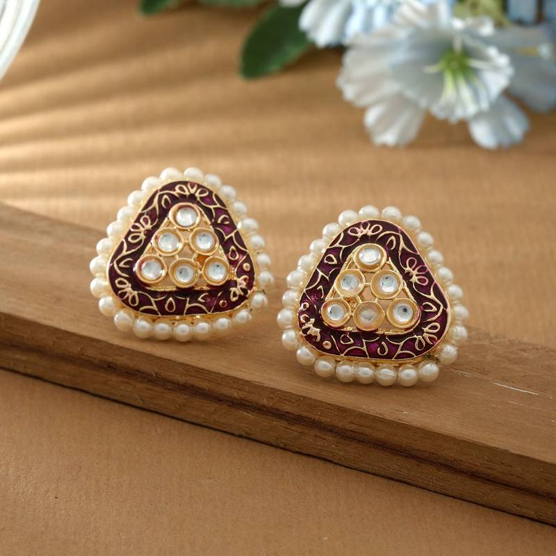 Purple color meenakari earrings