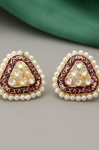 Purple color meenakari earrings