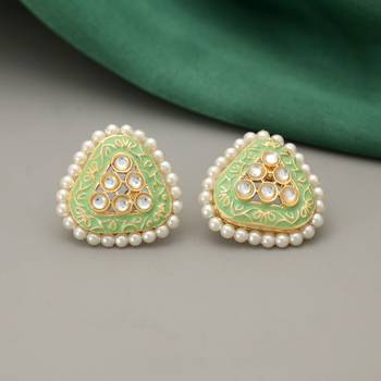 Pista green color meenakari earrings 2