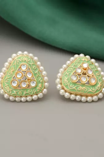 Pista green color meenakari earrings