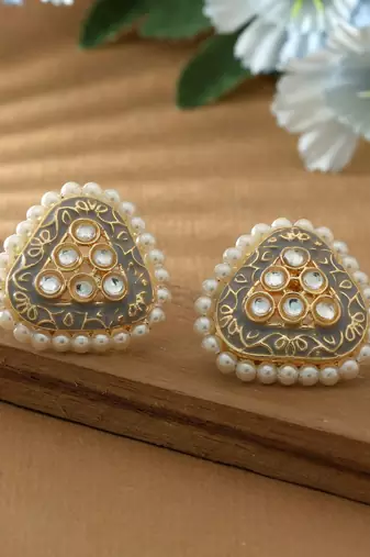 Grey color meenakari earrings