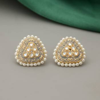 Grey color meenakari earrings 2