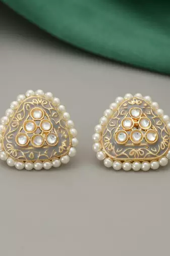 Grey color meenakari earrings