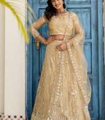 Light  Yellow Color Sequins and Codding Embroidery Work  Lahenga Choli Set