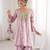 Pink miror work & embroidered work silk blend stitched kurti & bottom set