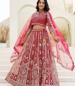Rani Pink Color Sequins and Codding Embroidery Work  Lahenga Choli Set