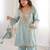 Sky blue miror work & embroidered work silk blend stitched kurti & bottom set